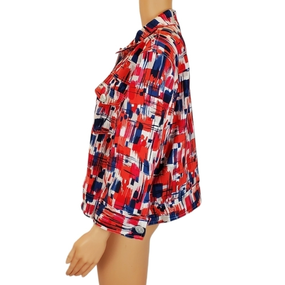 Ruby Rd Multi Color 3/4 Sleeve Button Down Jacket - image 3